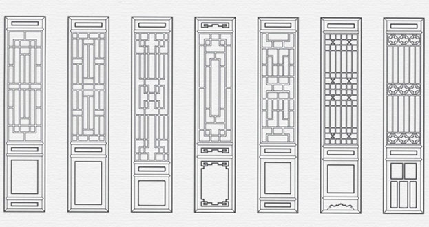 太仓常用中式仿古花窗图案隔断设计图